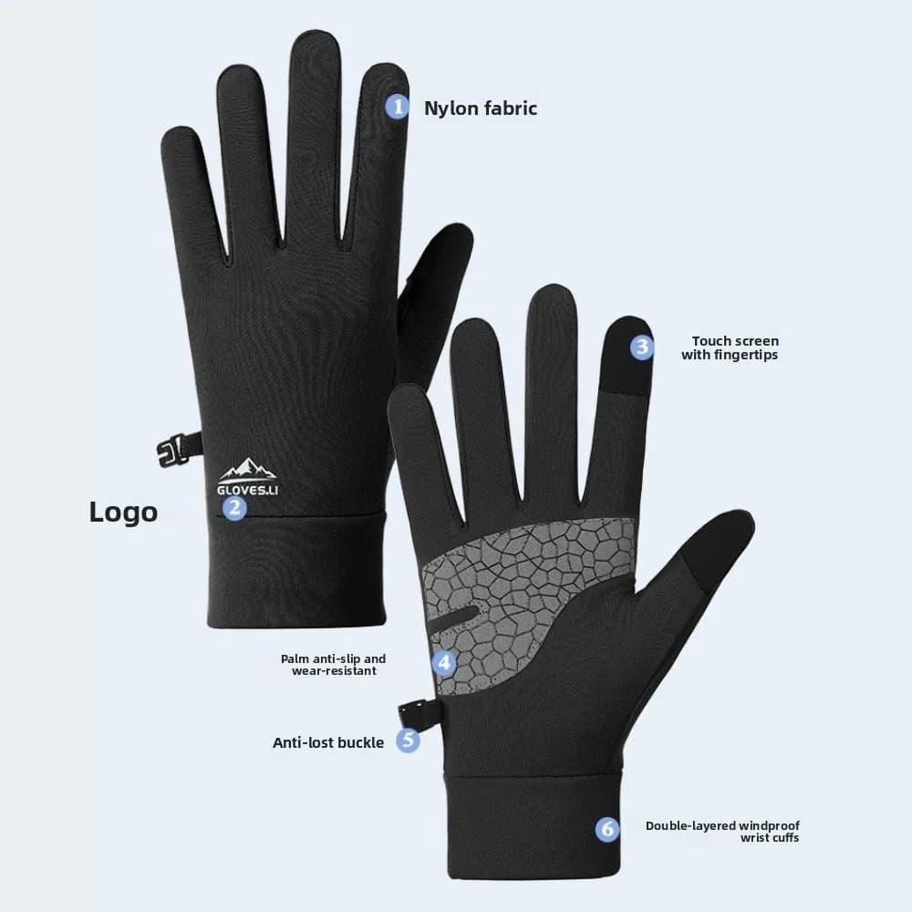 Guanti da ciclismo invernali in pile termico con fibbia di bloccaggio, guanti da ciclismo spessi antiscivolo, resistenti al freddo, resistenti all'usura, guanti caldi per esterni