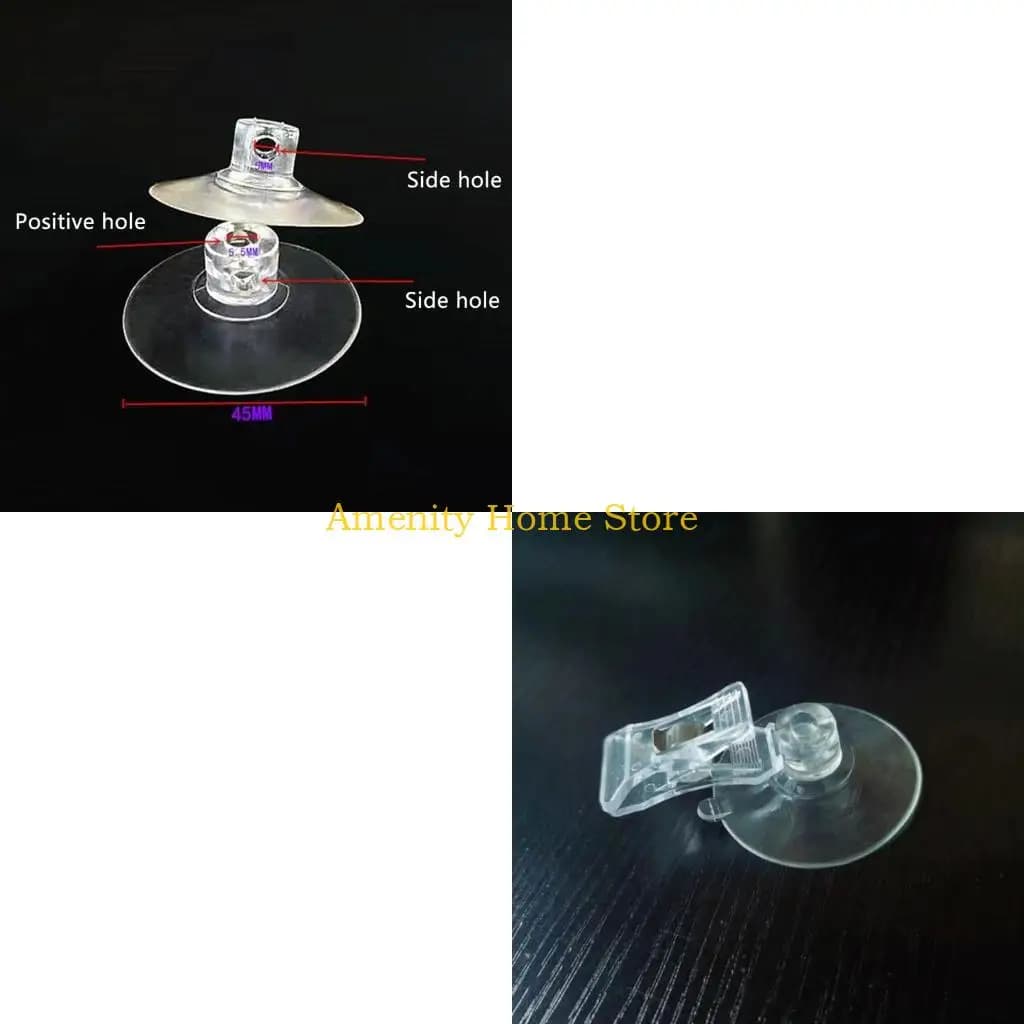 F26C 8Pcs Clear Suction Cup Hooks with Clamps Fashion Accessory Portable for Home Bathroom Window and Displays Daily Use