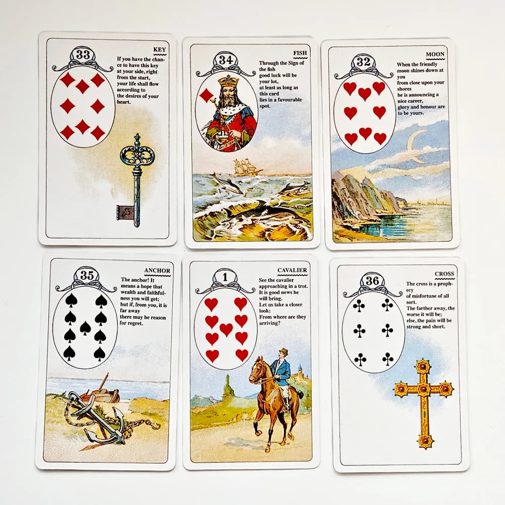9*6 cm Stampato su 350GSM Cartoncino a doppia rilievo Mlle Lenormand Mazzo 36 Carte Racconto di fortuna esoterico