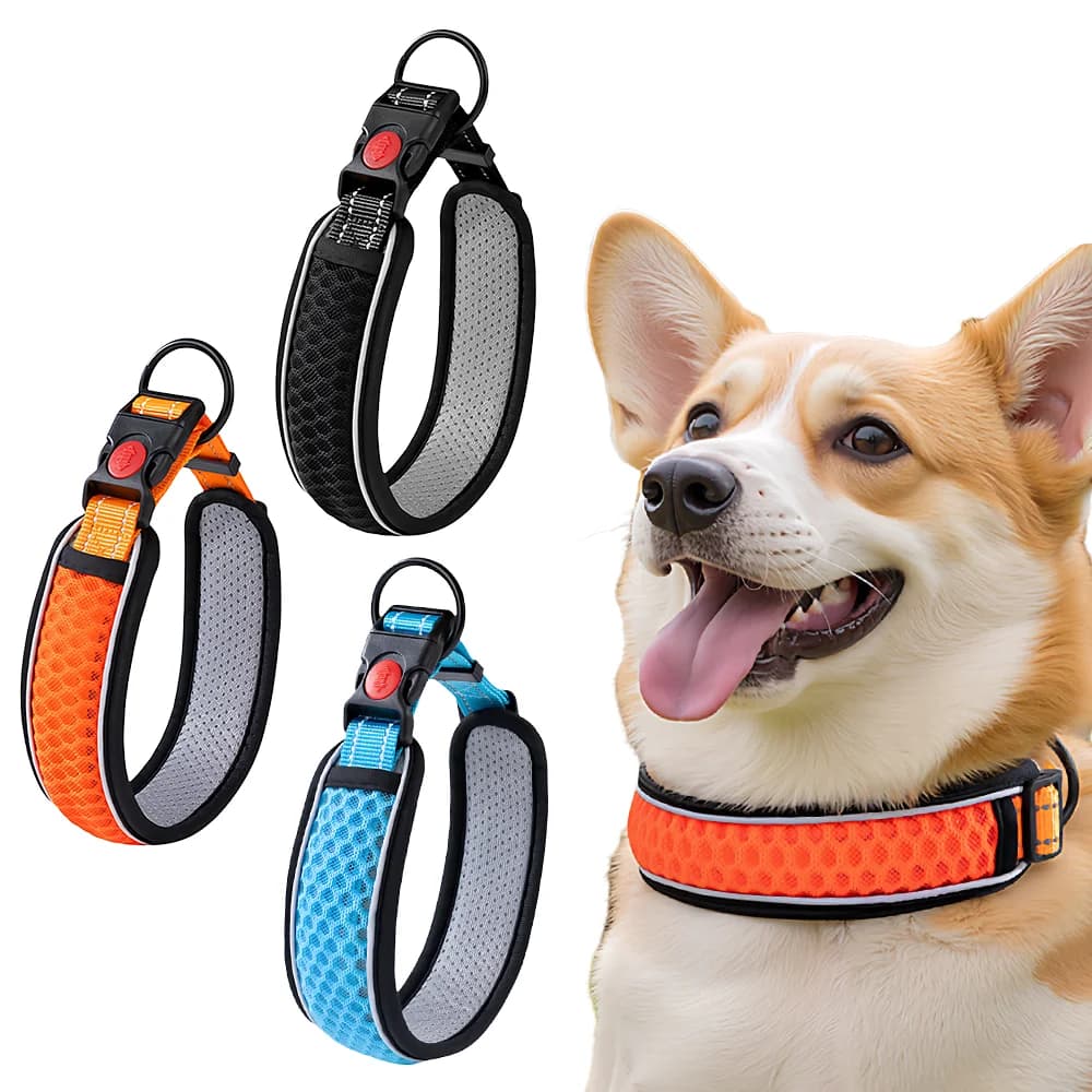 Collare per cani, cinturino regolabile per passeggiate, collare riflettente resistente per esterni per cani di taglia piccola, media e grande, 1 pezzo