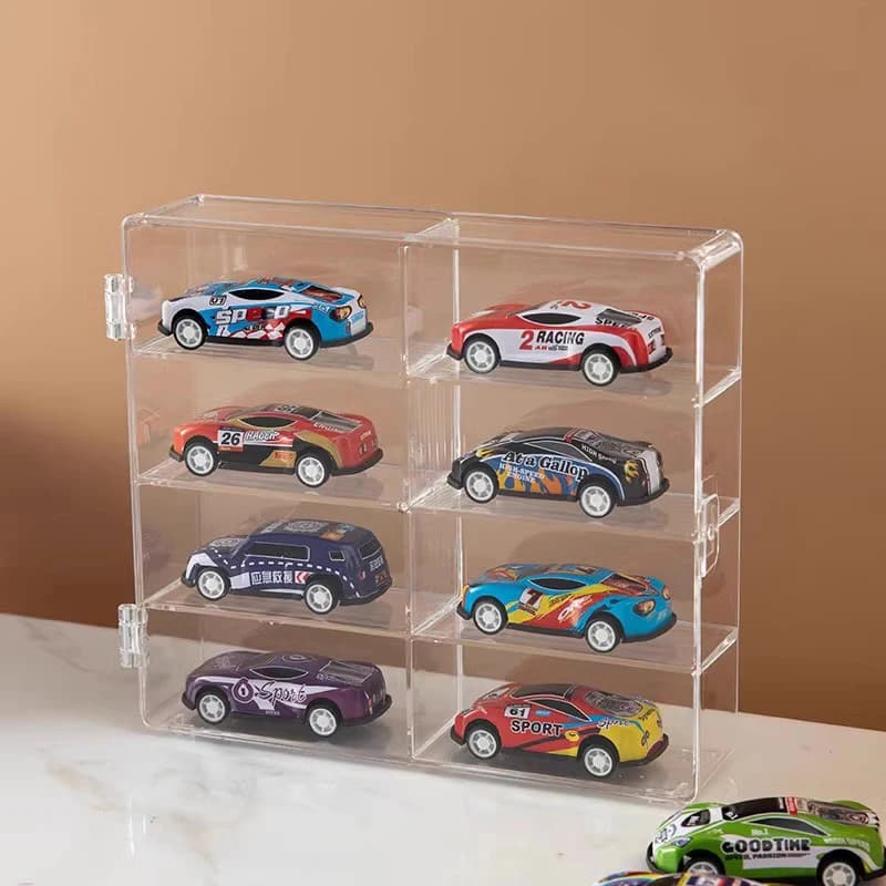 Espositore Trasparente Adesivo Senza Foratura per Auto in Scala 1:64, Vetrina in Acrilico per Modellini di Auto, Scaffale per Collezioni