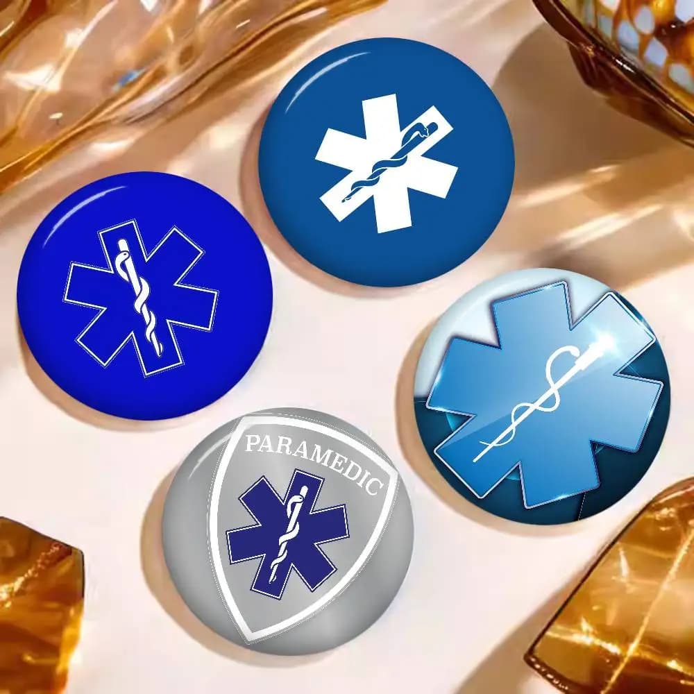 Star Of Life EMT 32/44/58mm Round Cartoon Brooches Handmade Pins For Backpack Jewelry Accessories Gifts Creative Badge