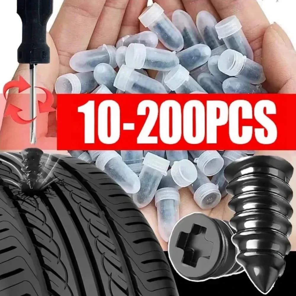 Kit Riparazione Pneumatici Auto e Moto Universale: Chiodi per Riparazione Forature, Patch in Gomma, Attrezzi per Gomme Tubeless