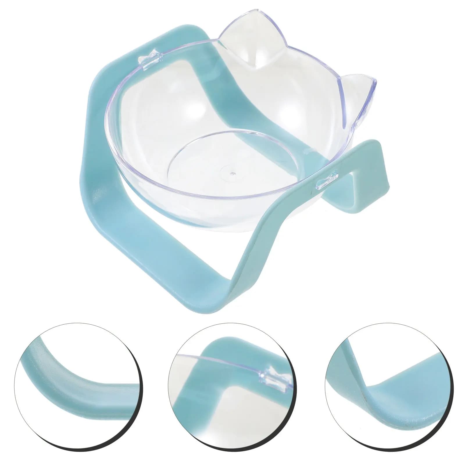 Transparent Elevated Cat Antivomiting Bowl Adjustable Height Wide Mouth Feeding Stand Reusable Cat Food Bowl Indoor Pet Feeder