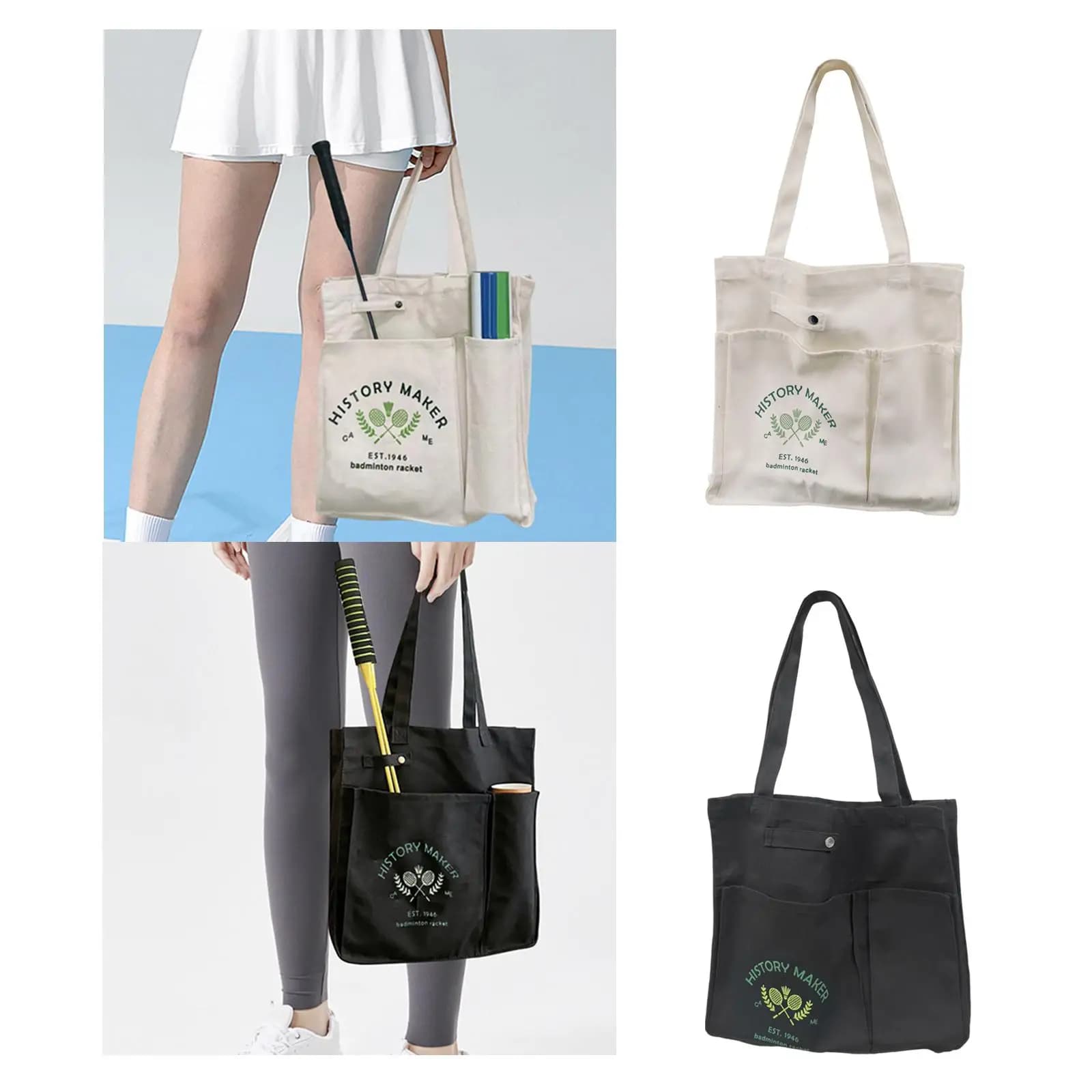 Badminton Rack Bag Portable Multipurpose Canvas Bag for Adults Elegant Tennis Rack Bag for Travel, School Work