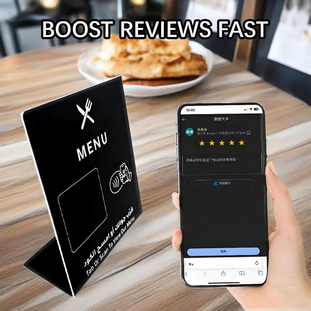 Display desktop Hilo NFC MENU NFC 215, ristorante, 504 byte, NFC, revisione Google, supporto scheda NFC