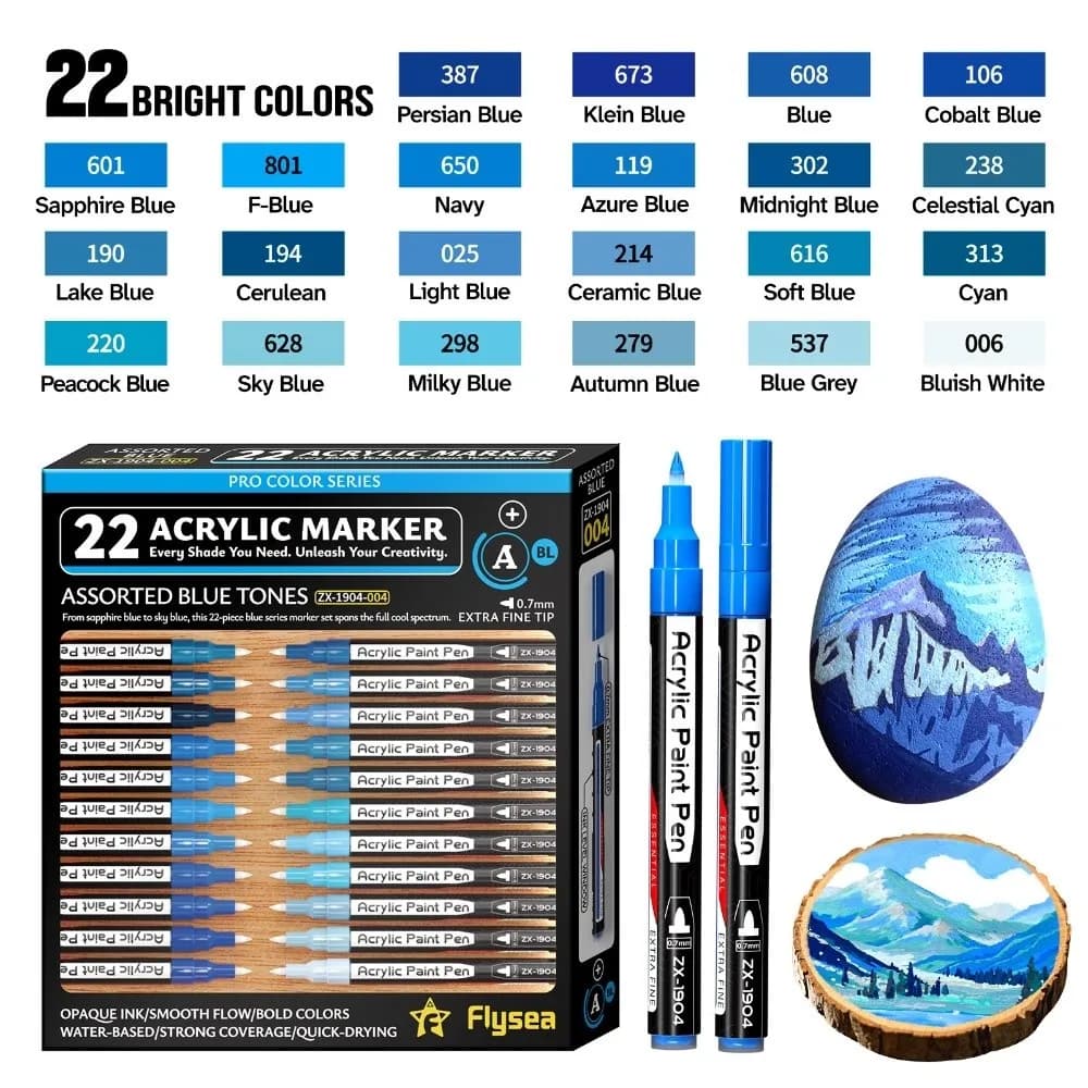 22pcs 0.7mm Extra Fine Tip Acrylic Paint Pens Stackable Color Waterbased DIY Painting Pen Quick Drying Non Toxic Hand Drawn Pen