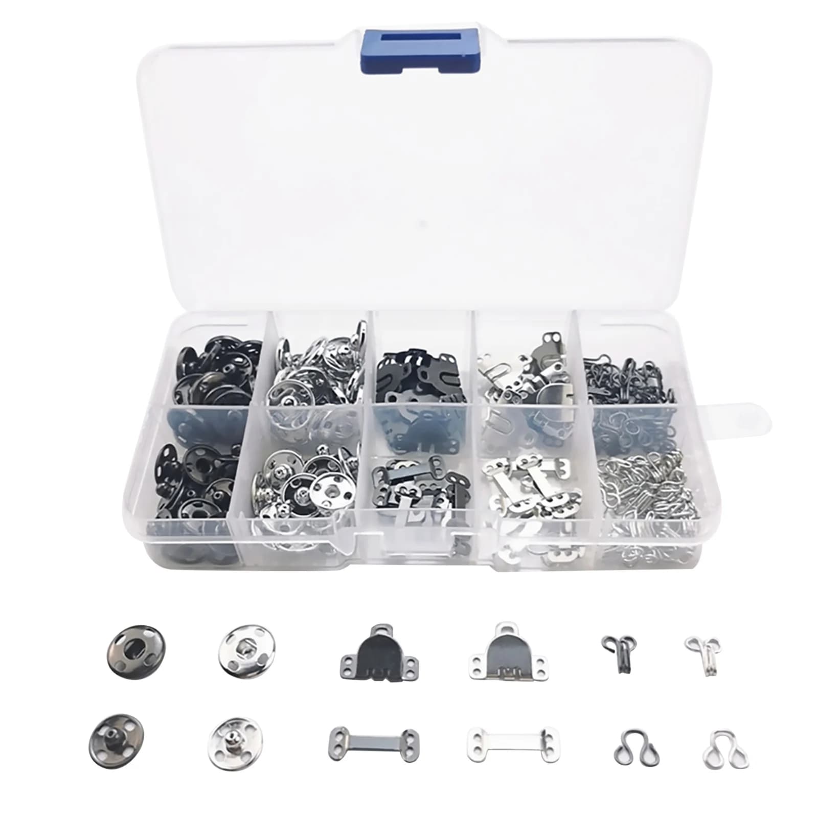 100 paia di set di ganci per cucire e occhielli bottoni automatici da cucire bottoni per abbigliamento fai da te chiusure per cucire kit di bottoni strumento di fissaggio per abbigliamento