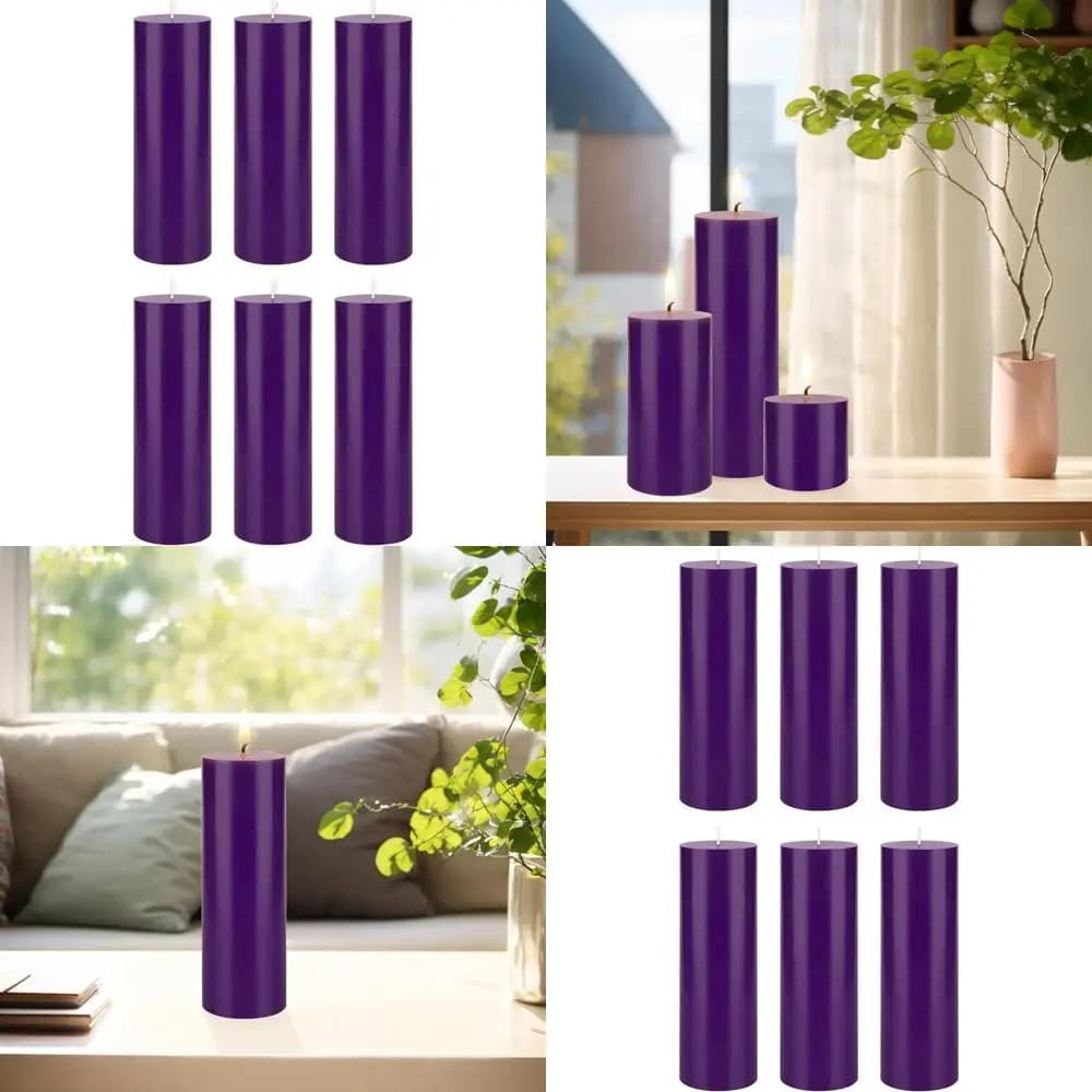 3 x 9 hand-made non-scented pillar candles for the house, weddings, events and decorations