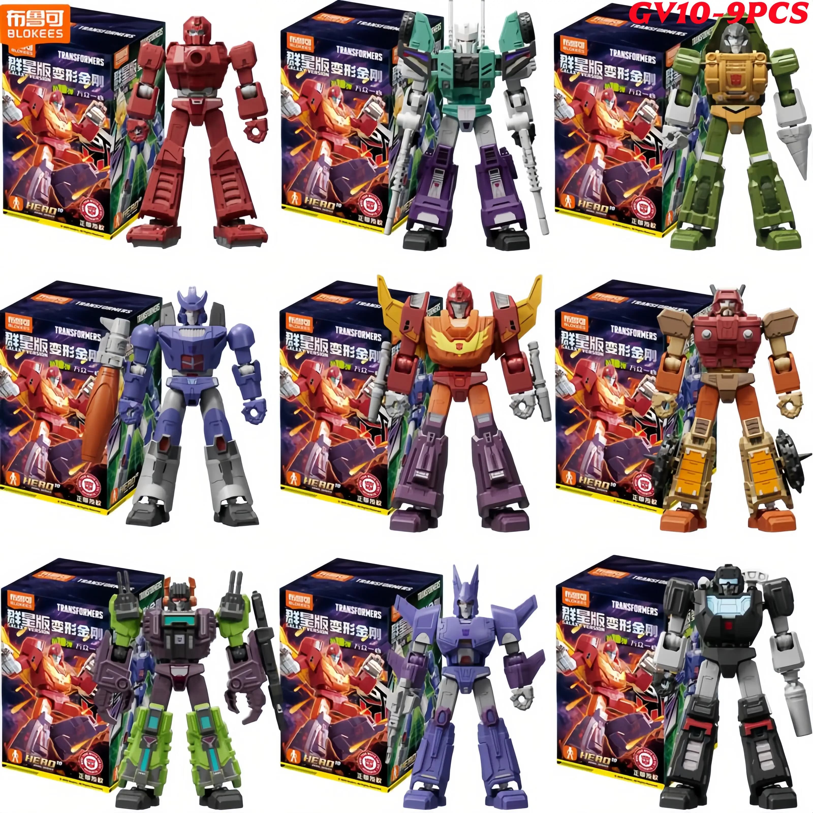 Blokees Transformers GV10-9PCS Rodimus Prime Unicron Head Blitzwing Metroplex Action Figure da Collezione Ispirate ai Film d'Animazione