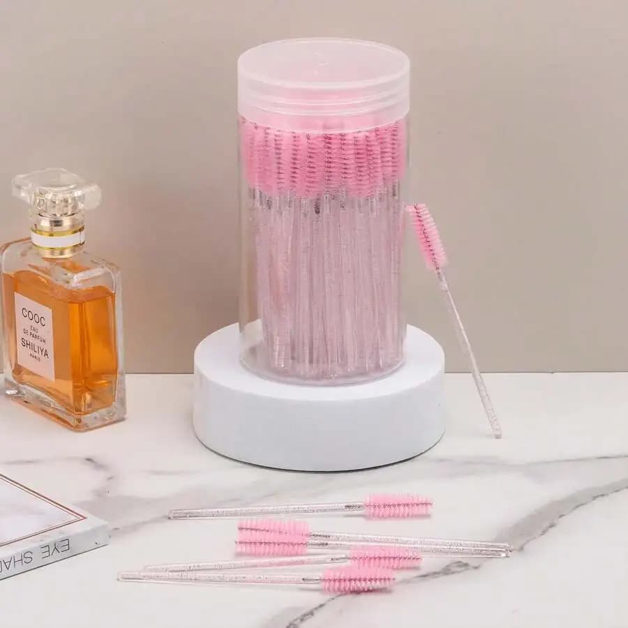 Nuovo Set di 100 Pennelli per Ciglia in Cristallo, Applicatori per Mascara in Plastica, Accessori per Extension Ciglia, Bellezza e Trucco