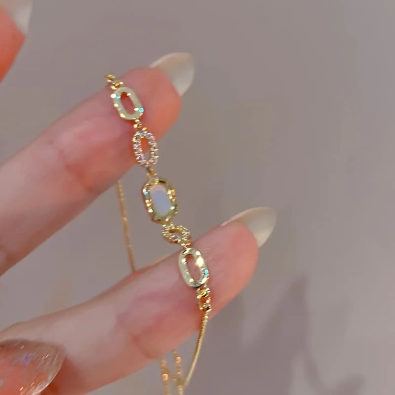 1pc Elegant Light Luxury Style Bracelet Niche Design Sense Pull Chain Bracelet Personality Versatile Adjustable Size