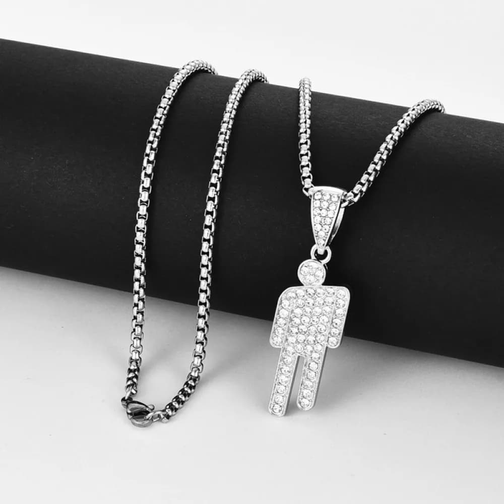 Collana in Stile Europeo e Americano di Tendenza, Pendente Inclinato Stile Billie Eilish con Zirconi, Collana Hip-Hop alla Moda