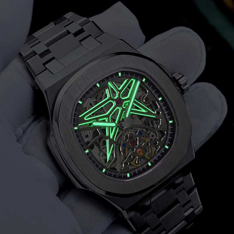 CARNEVALE Orologio meccanico di marca Calendario scheletrato di lusso Movimento MIYOTA Orologi da polso automatici impermeabili per uomo Montre Homme