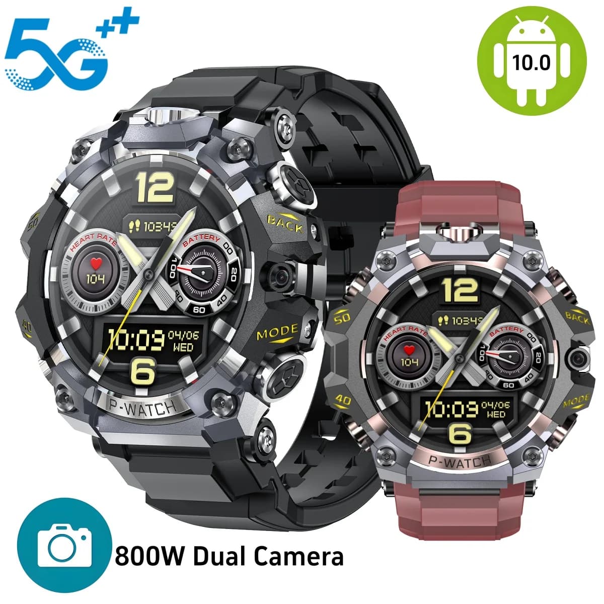 Smartwatch Q668 Android 10.0 con Display Amoled 1.95 Pollici 720*720, Versione 5G, Doppia Fotocamera 800W, GPS, WIFI e Slot per Scheda SIM