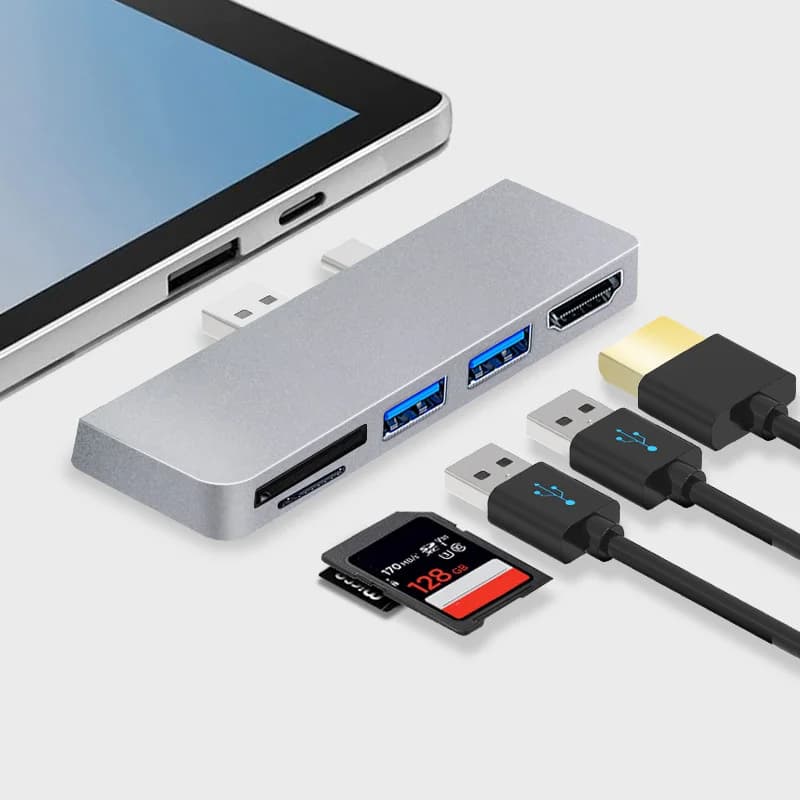 Docking station USB Hub 3.0 5 in 1 per adattatore per lettore di schede SD/TF da Microsoft Surface Pro 7 a porta USB 3.0