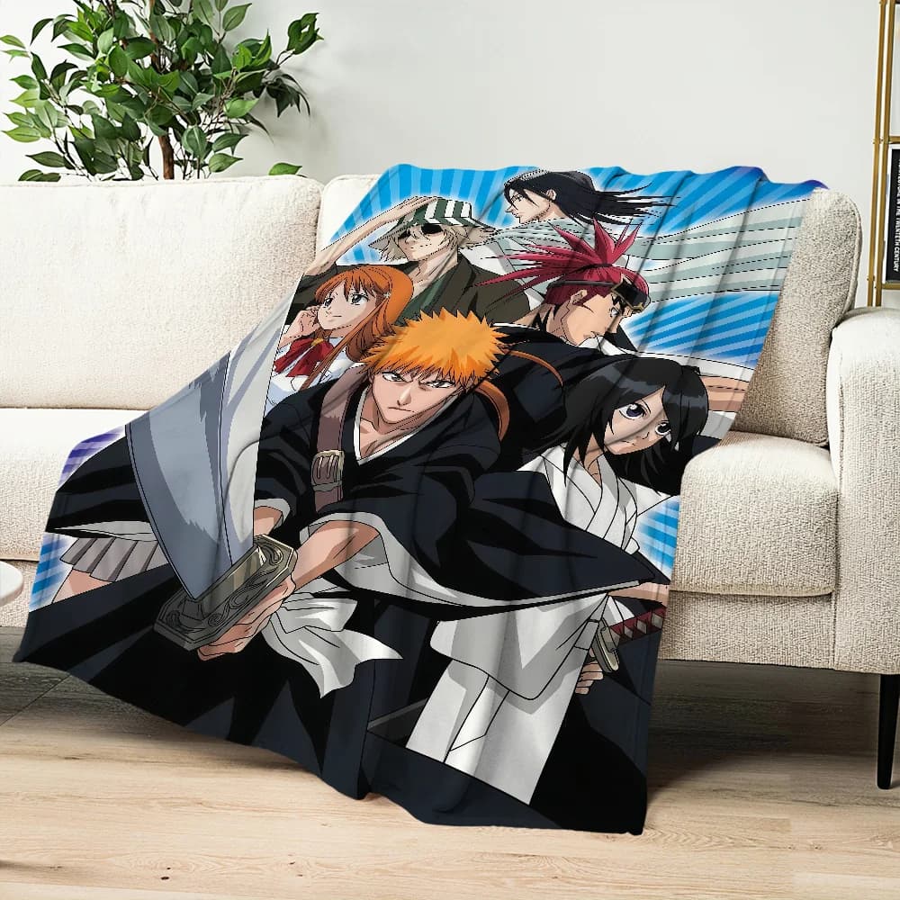 Hot-blood manga Anime b-bleach Blanket Flannel warm comfort soft plush blanket for sofa living room office bedroom travel gift