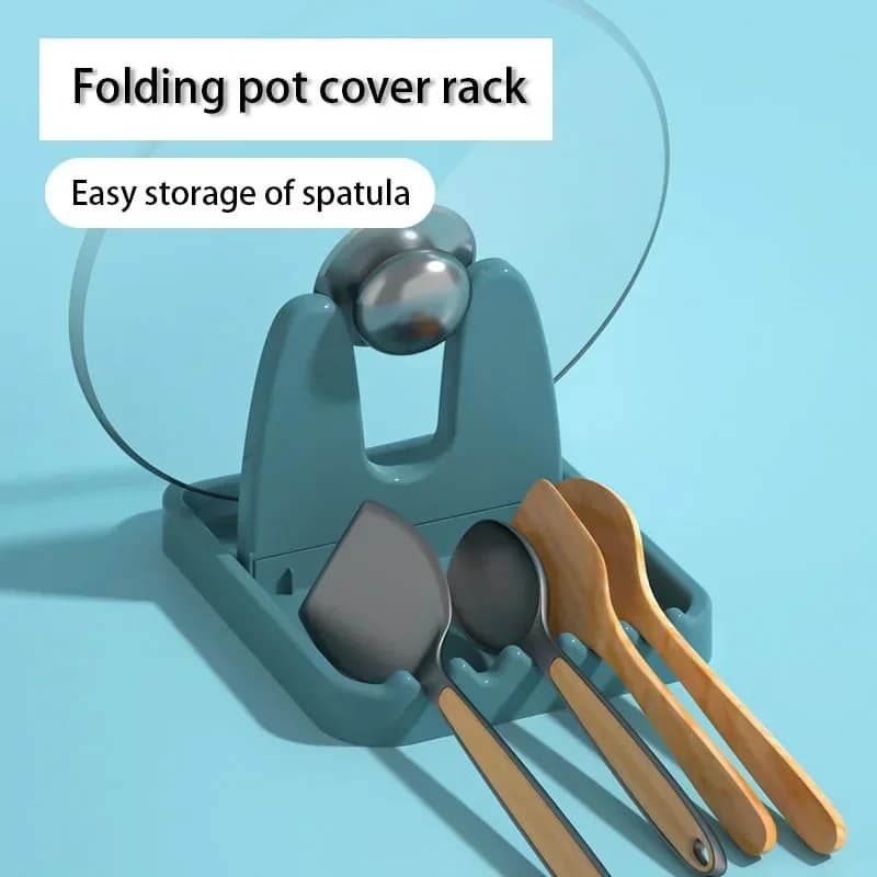1pc Foldable Pot Lid Rack Stand Kitchen Organizer Plastic Spoon Holderfor Fork Spatula Rack Pan Cover Shelf Tableware Lid Rack