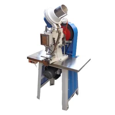 Macchina semiautomatica a testa singola per la produzione di etichette per sacchetti e punzonatrice per occhielli