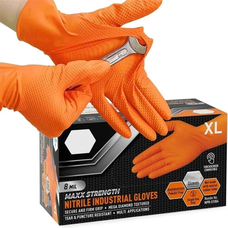 Guanti monouso da meccanico per guanti in nitrile resistenti da 8 milioni con guanti di sicurezza per auto industriali con struttura a diamante rialzato senza lattice
