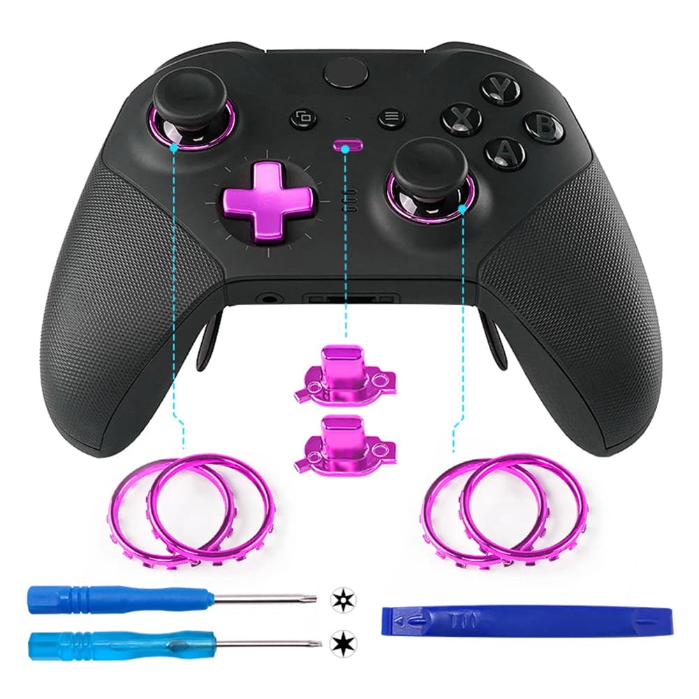 Anelli di accento per levetta con kit di sostituzione degli anelli di accento per cacciavite cromato opaco per controller Xbox One Elite Series 2