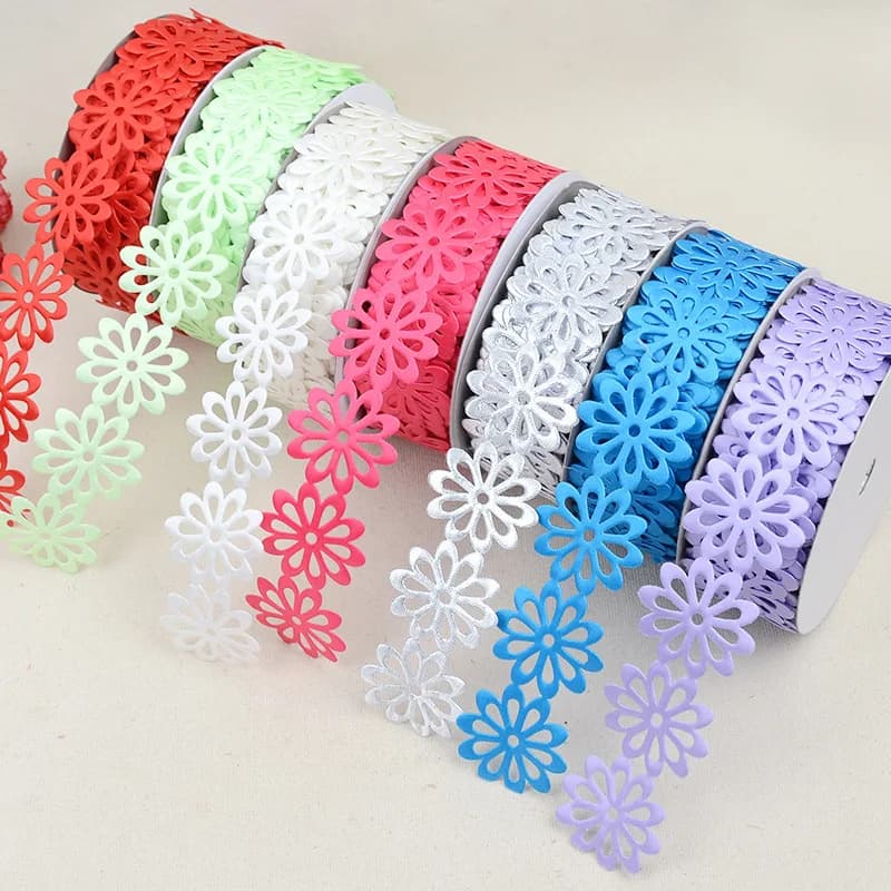 Squisito poliestere codice a barre fiore pizzo regalo fai da te scatola di torta Bouquet diadema fiocco facendo nastro festa festa albero di natale ornamento