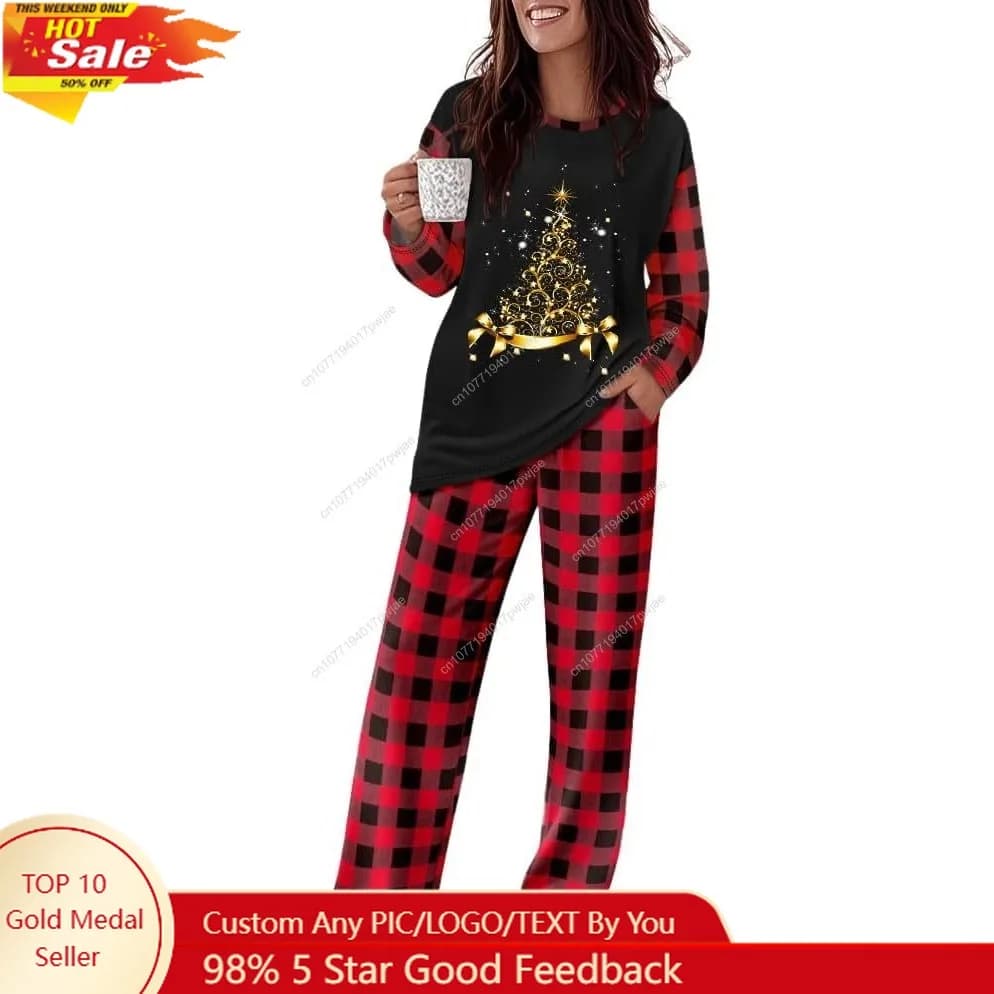 CHICME Women's pajamas set 2 pieces long sleeves Set of living room 2025 Wide trousers Set home pajamas with pockets