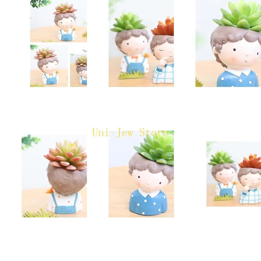 40GB Fashion Boy Succulente Vaso fiori Stampo in resina epossidica Vaso cemento Stampo in silicone Artigianato fai da te
