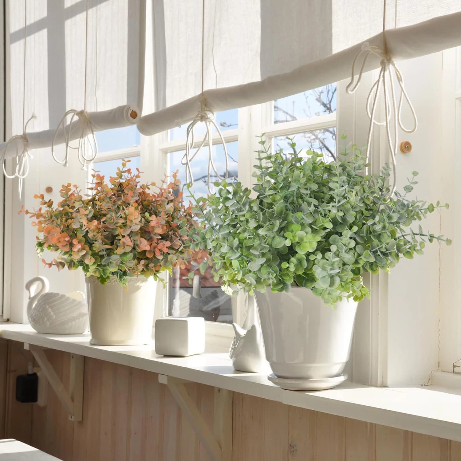 Pianta Artificiale con Foglie Verdi di Eucalipto, Decorazione per Casa, Ufficio, Feste, Vaso, Bonsai, Giardino, Cortile, Matrimoni