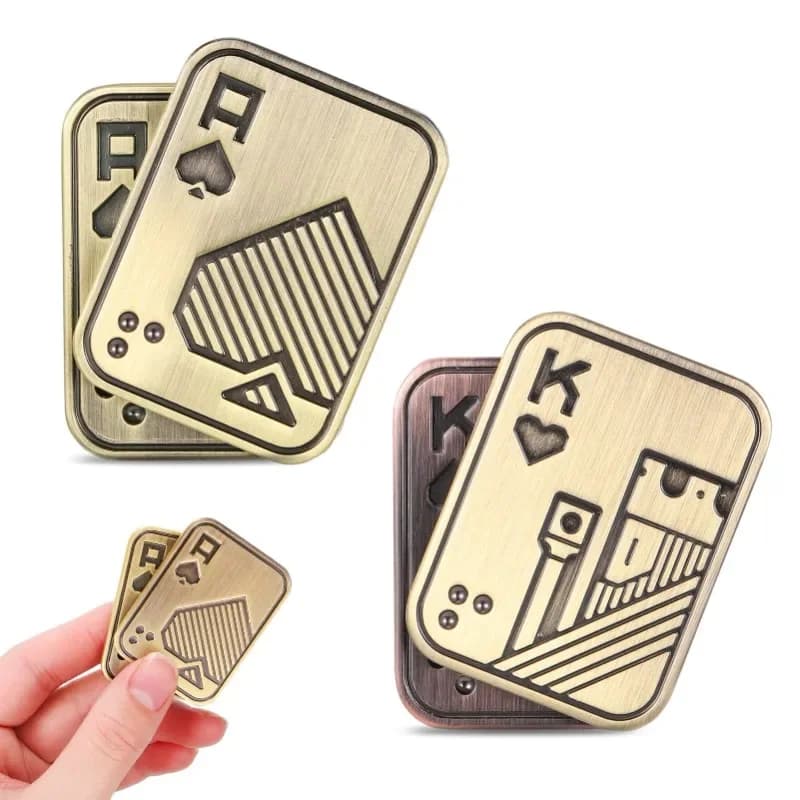 EDC Push Slider Metallo Fidget Giocattolo resistente allo stress Dito rotante Poker Allevia l'ansia Giocattoli portatili Gioco Pop Cursore magnetico