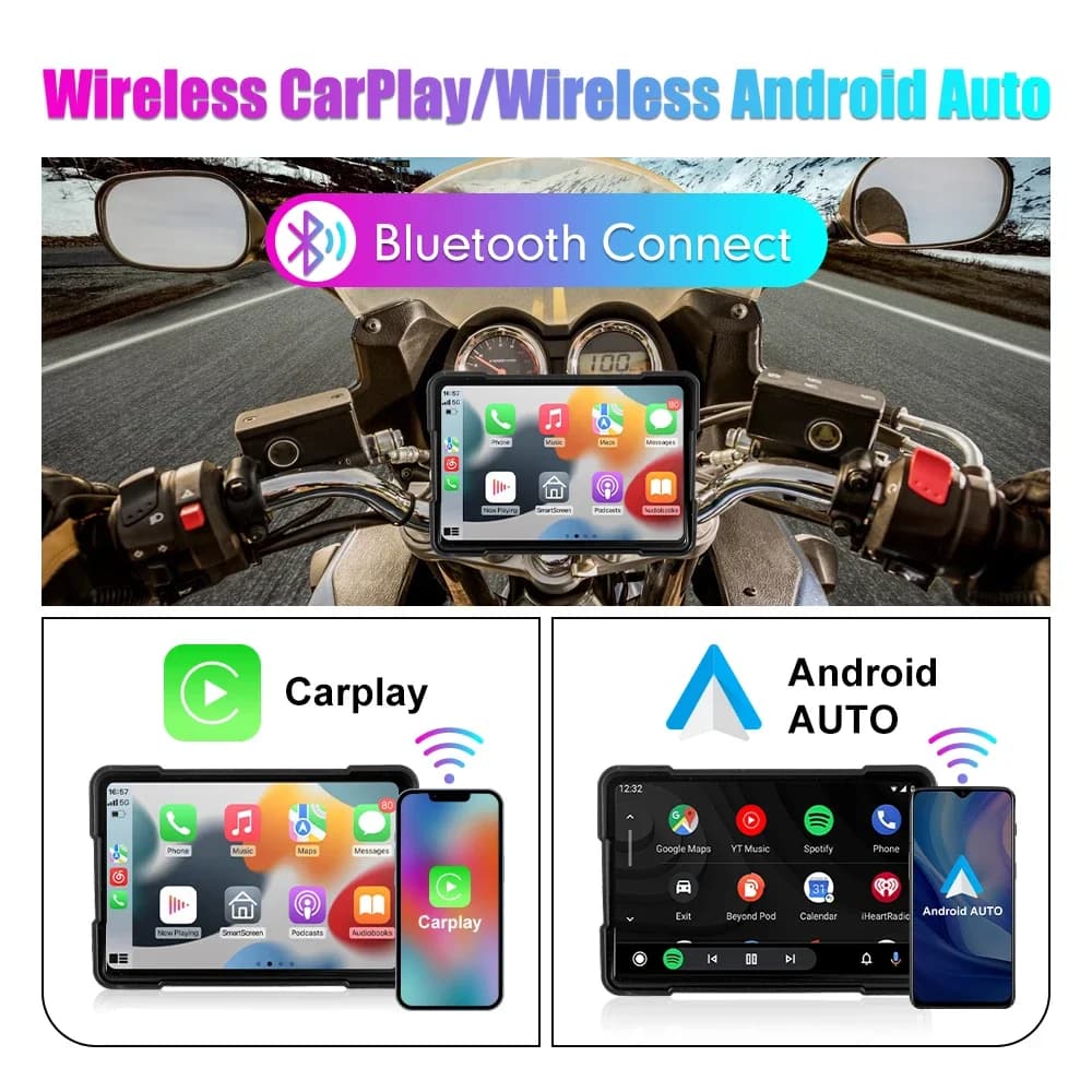 2025 CarPlay Pad Android Auto Tablet Linux System 5 Inch IPS Portable Screen Motorcycle Navigation Smart Screen With Camera