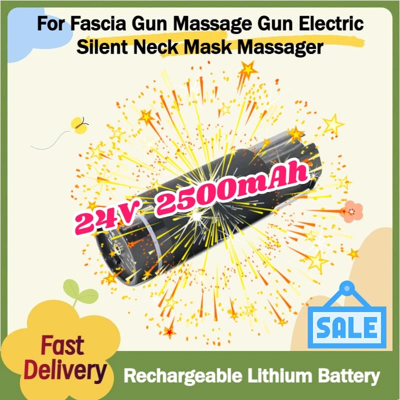 Batteria al Litio per Pistola Massaggiante Fascia Gun, Massaggiatore Elettrico Silenzioso per Collo, Batteria 24V 2500mAh Ricaricabile Aggiornata