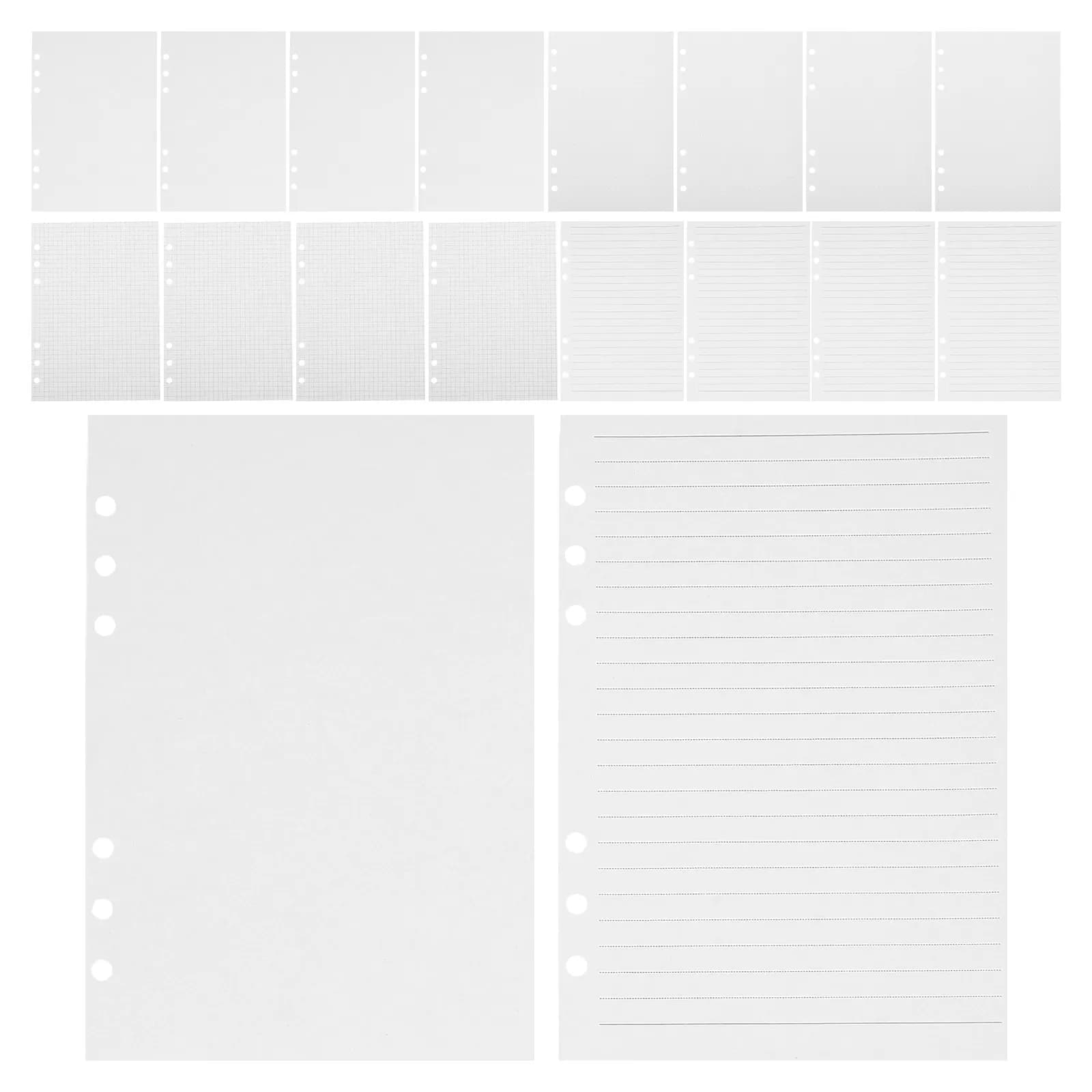 180 fogli A5 ricaricabili, carta bianca liscia senza sbavature per agenda, diario, quaderno, a punti, a righe.