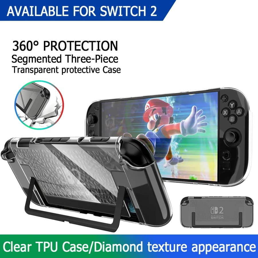 Custodia trasparente per PC + TPU per NS Switch 2 Design di tipo diviso Accessori per coperture protettive antigraffio antiurto a prova di caduta