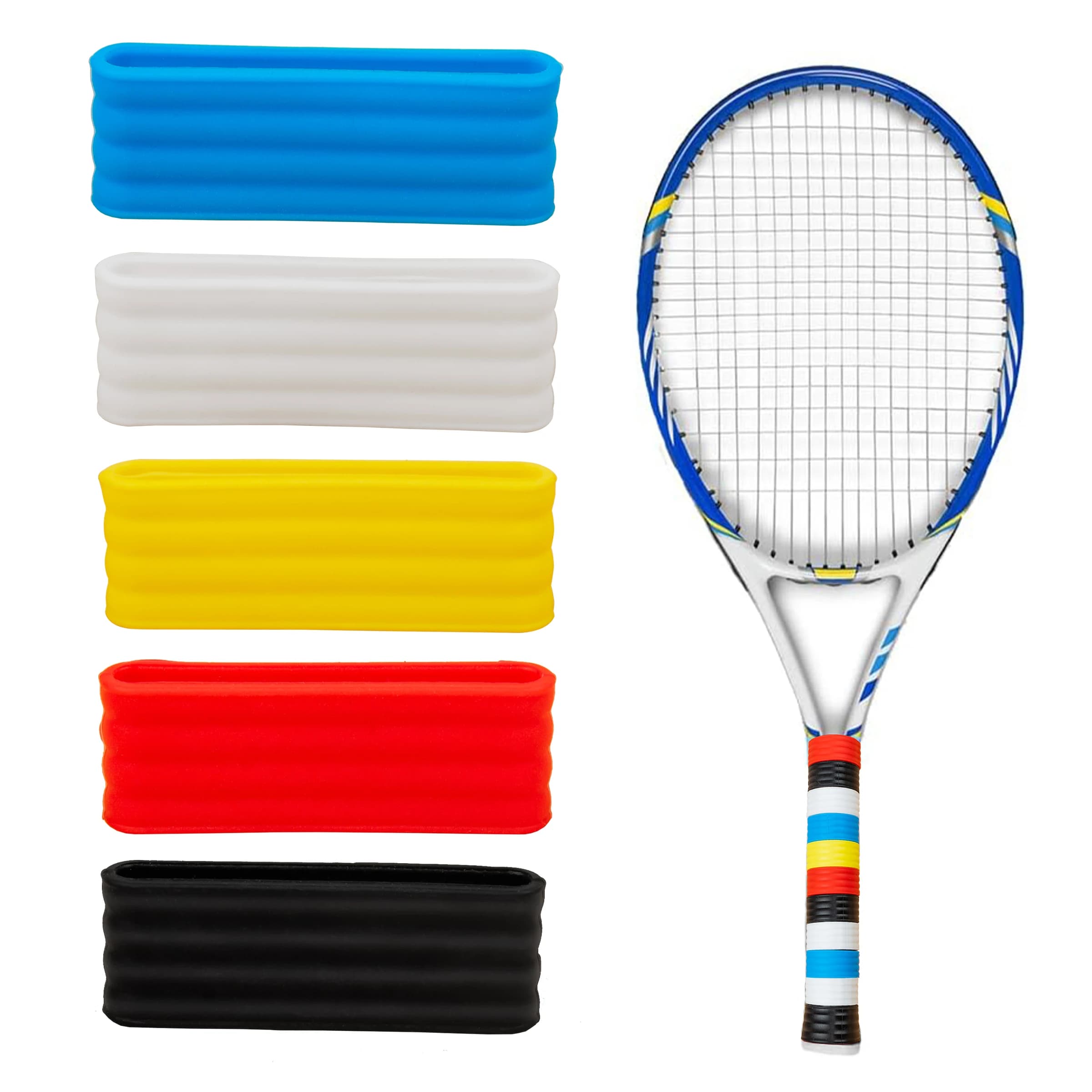 Silicone Anti-slip Ring for Rackets, Anti-slip Cover for Tennis and Badminton Rack Grippers, Anti-slip and Shock Protection