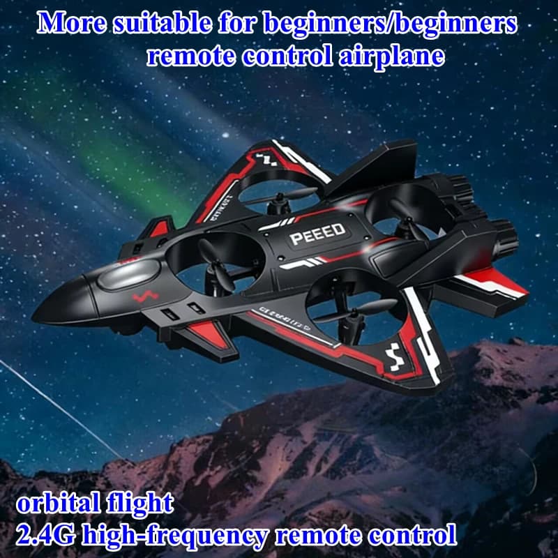 Remote Control 2.4G 4-Motor Stability Foam Glider Night Flight RC Aircraft with Fixed Height Helicopter for Toy Gift 360° Stunt