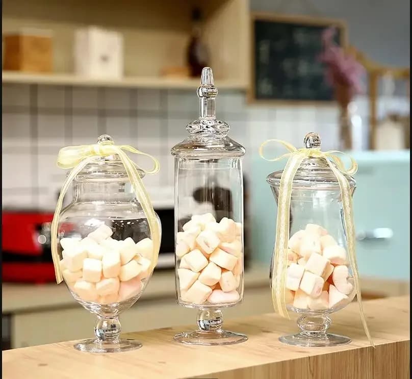 European Storage Jar with Lid Wedding Decoration Transparent Glass Candy Home Snack Coffee Bean