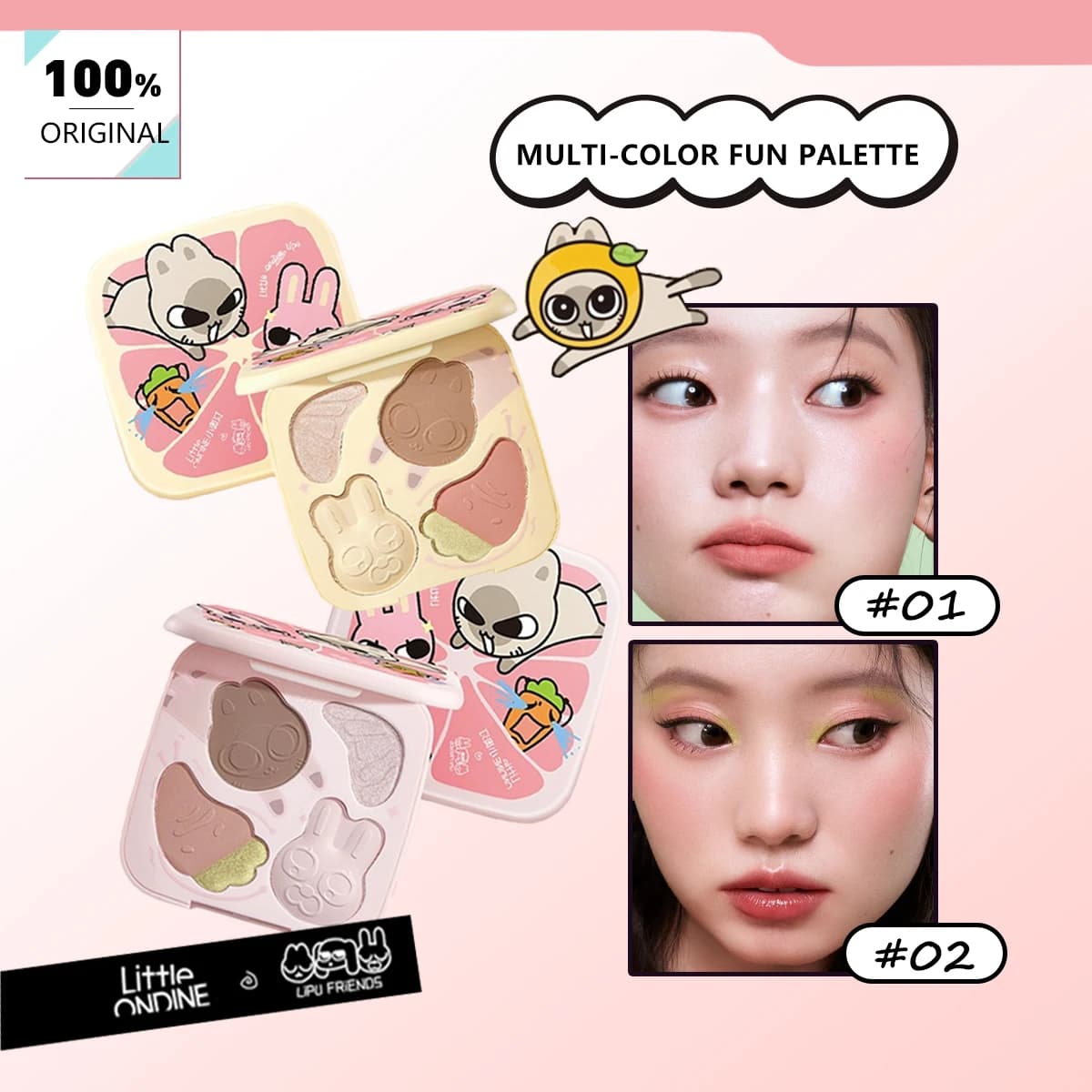 Palette Multicolore Little ONDINE, Trucco di Lusso, Minima Dispersione, Palette Tutto-in-Uno Versatile, Finitura Naturale per il Trucco Quotidiano