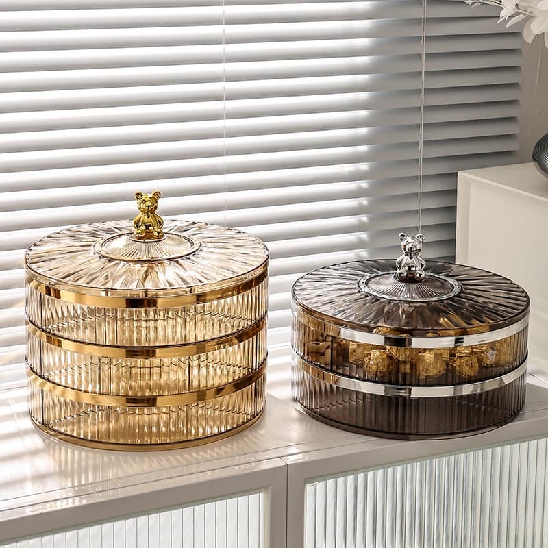 Scatola per Caramelle, Contenitore per Snack, Vassoio Sigillato per Frutta Secca, Scatola Portaoggetti con Coperchio, Nuovo Stile Nordico, per Tavolino da Salotto