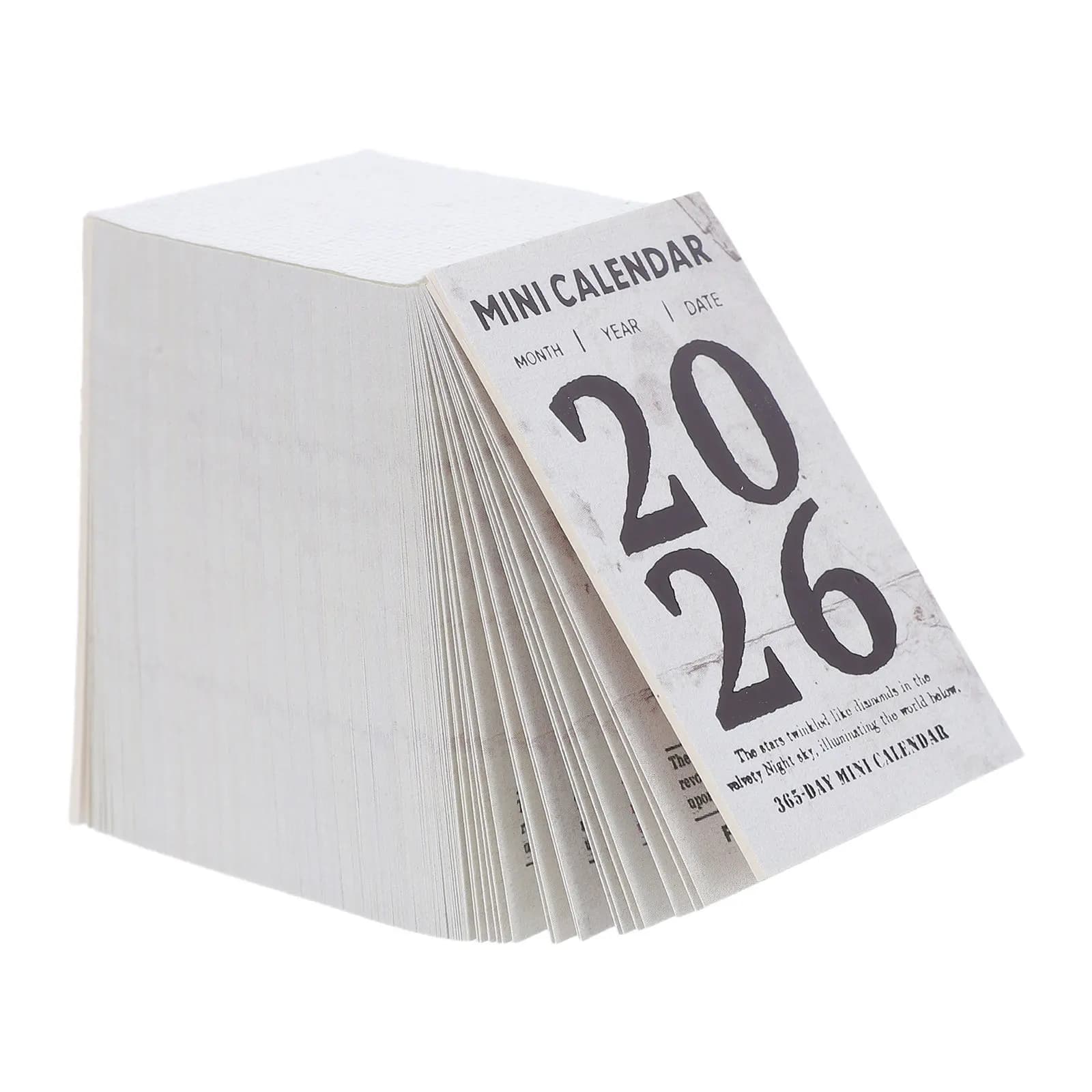 1 Mini Agenda Giornaliera 2026, Calendario Retrò Minimalista con Fogli Staccabili, Accessori per Pianificazione per Casa e Ufficio