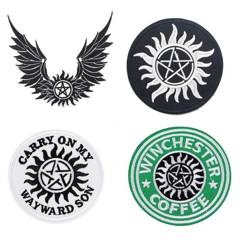 K1084 Supernatural tv Sticker per Abbigliamento Applicazioni Toppe E Stemmi sui Vestiti di Ferro Ricamato Patch per Zaino Borsa Distintivo