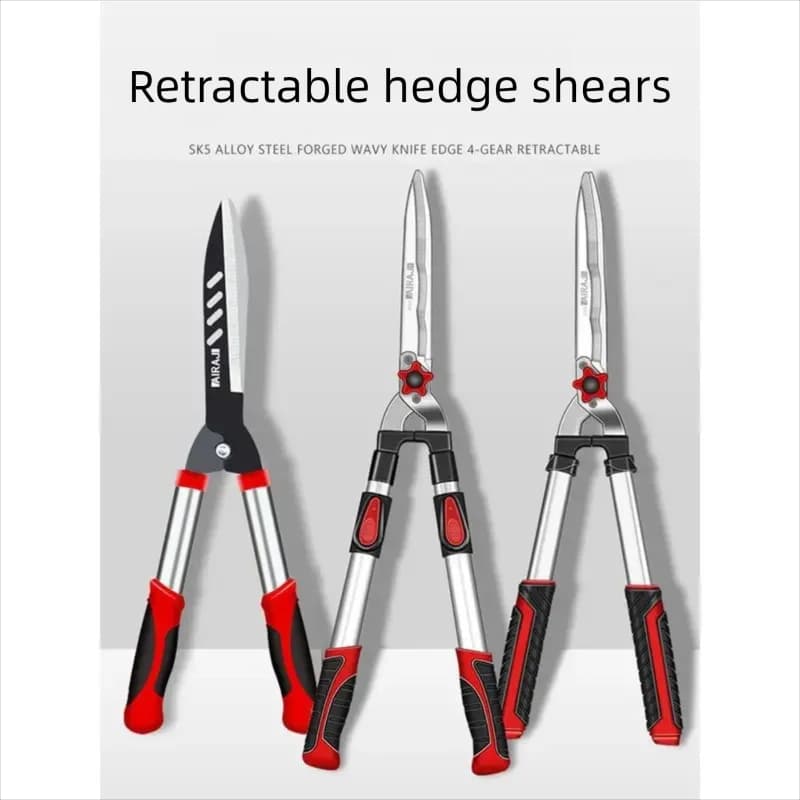 elescopic Hedge Shears SK5 Steel Wavy Blade 4 Adjustable Length Garden Pruning Scissors Lawn Shrub Bush Trimming Landscaping Ha
