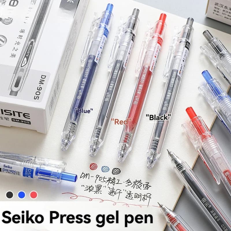 12PC Penna Gel Minimalista Presse Penna Neutra Ins Stile Minimalista Pratico Pennello Ad Asciugatura Rapida Penna Per Domande 0.5CS Doppie Perline