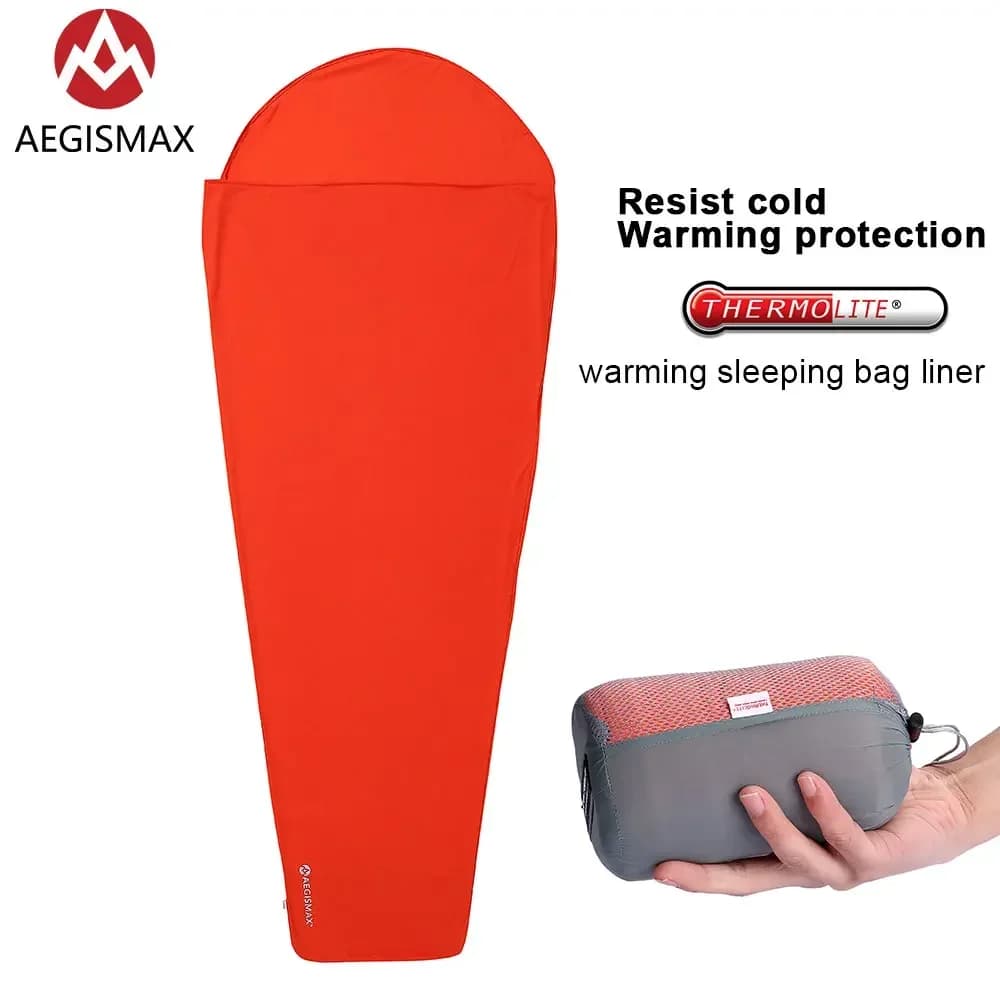 AEGISMAX Thermolite Heating 5/8 Celsius Sleeping bag Outdoor camping Lining Single bed Portable bed Bed Sheets for sleeping Lock temperature