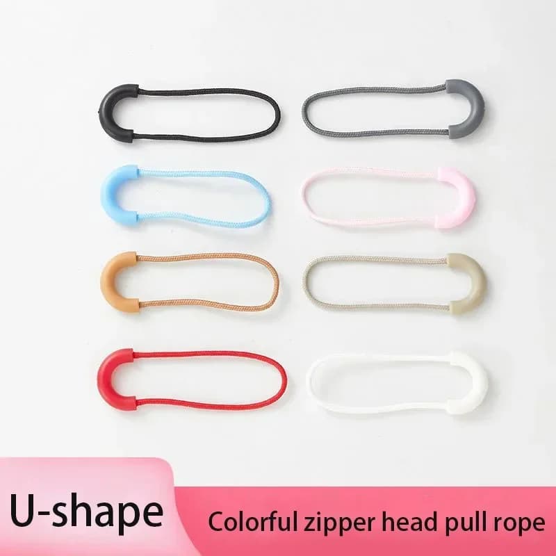20 pcs-u-a resin shape pull head pull rope accessories for detachable zipper buckle with black rope anti slip end
