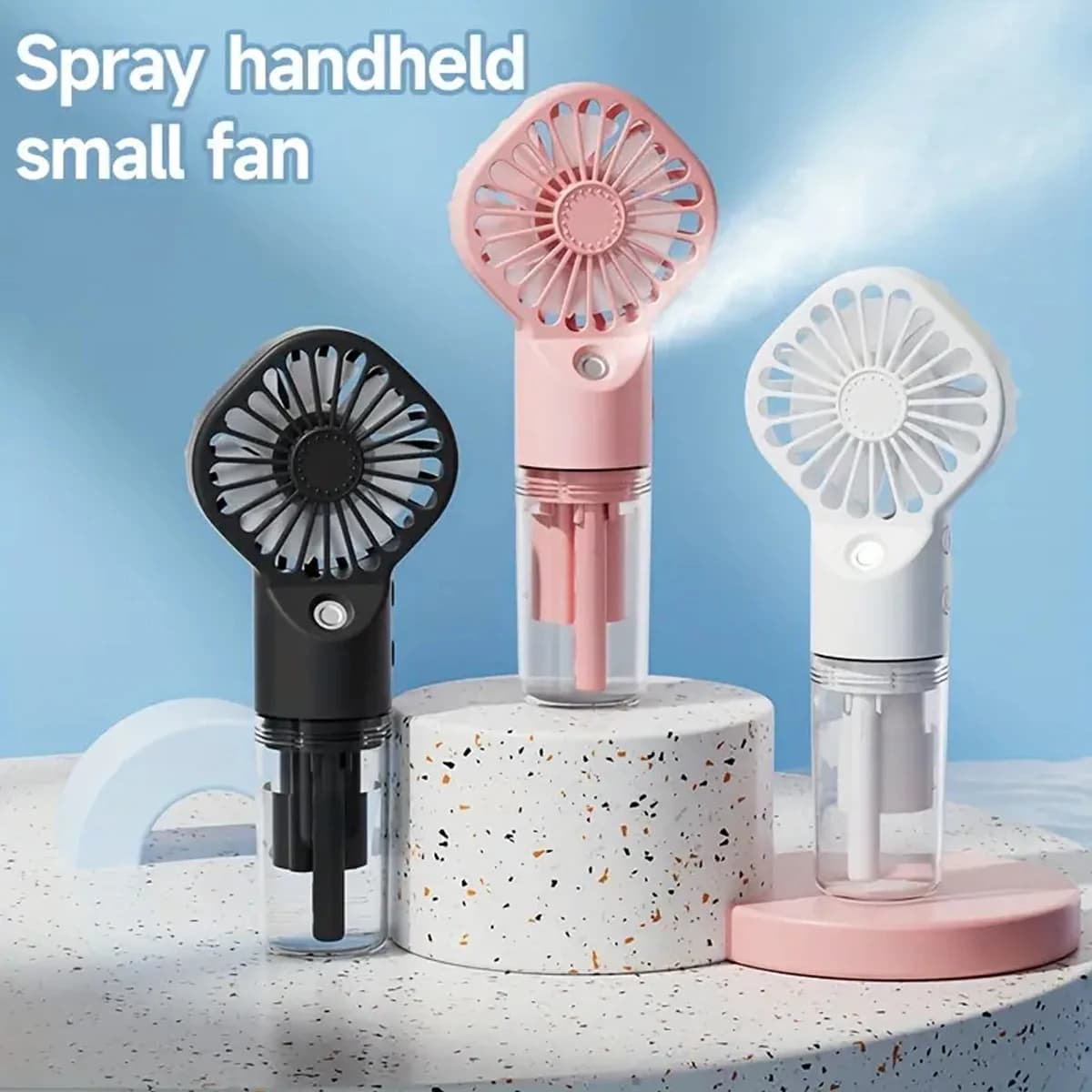 4 Speeds Spray Fan Mini Handheld Powerful Wind Humidifier Small Fan USB Rechargeable Water Spray Mist Fan Portable Outdoor Fan