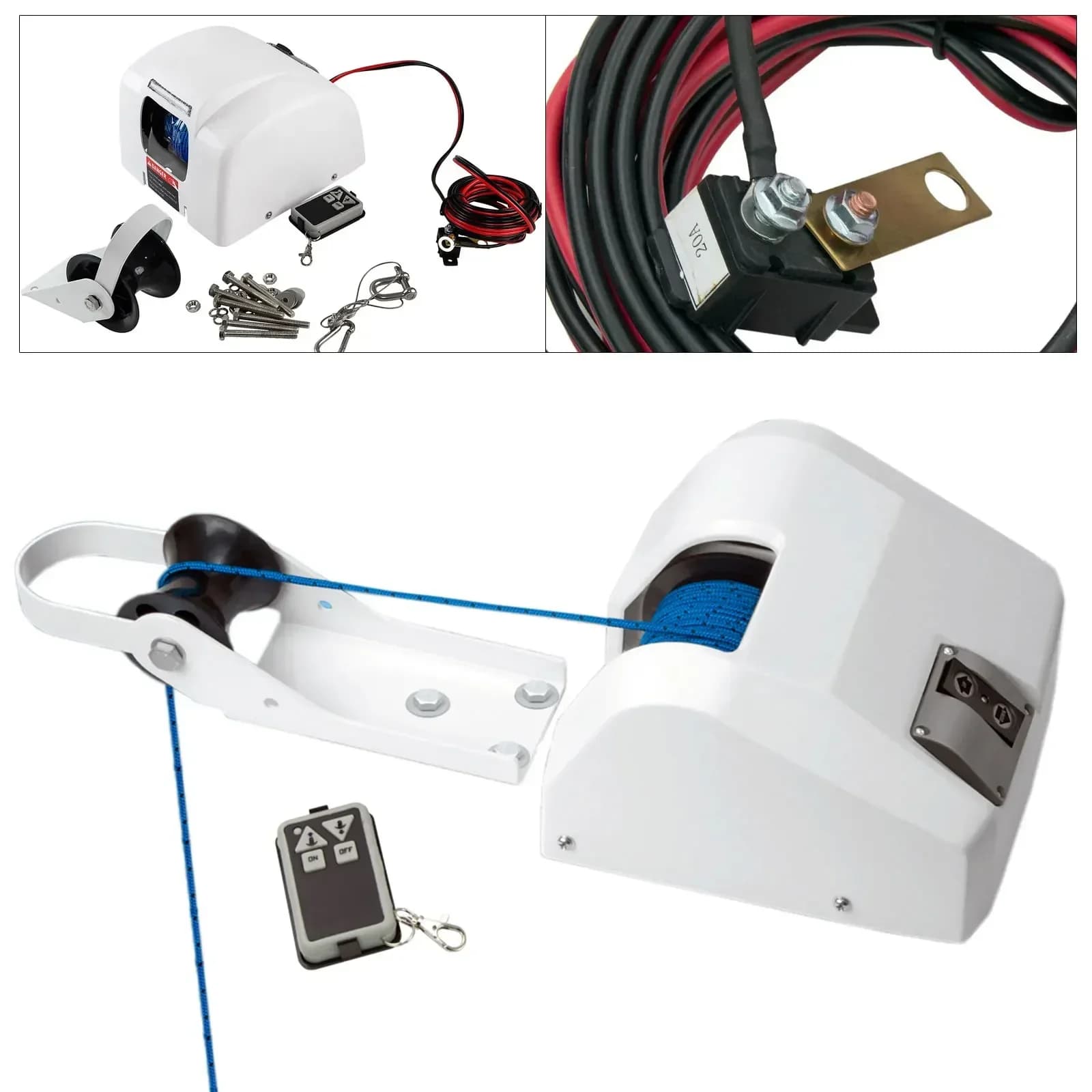 Per 25/45LBS 12V Ancoraggio Verricello Barca Barca Ancoraggio Verricello Elettrico Con Telecomando Senza Fili Marine Acqua Salata accessori per barche