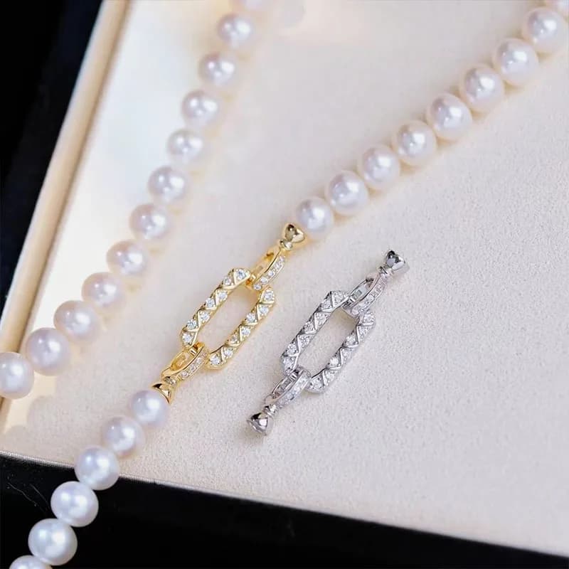 Connettore Terminale Quadrato per Collana di Perle a Fila Singola, Chiusura a Moschettone per Catena Maglione, Accessorio Gioiello Fai da Te, Tendenza Moda