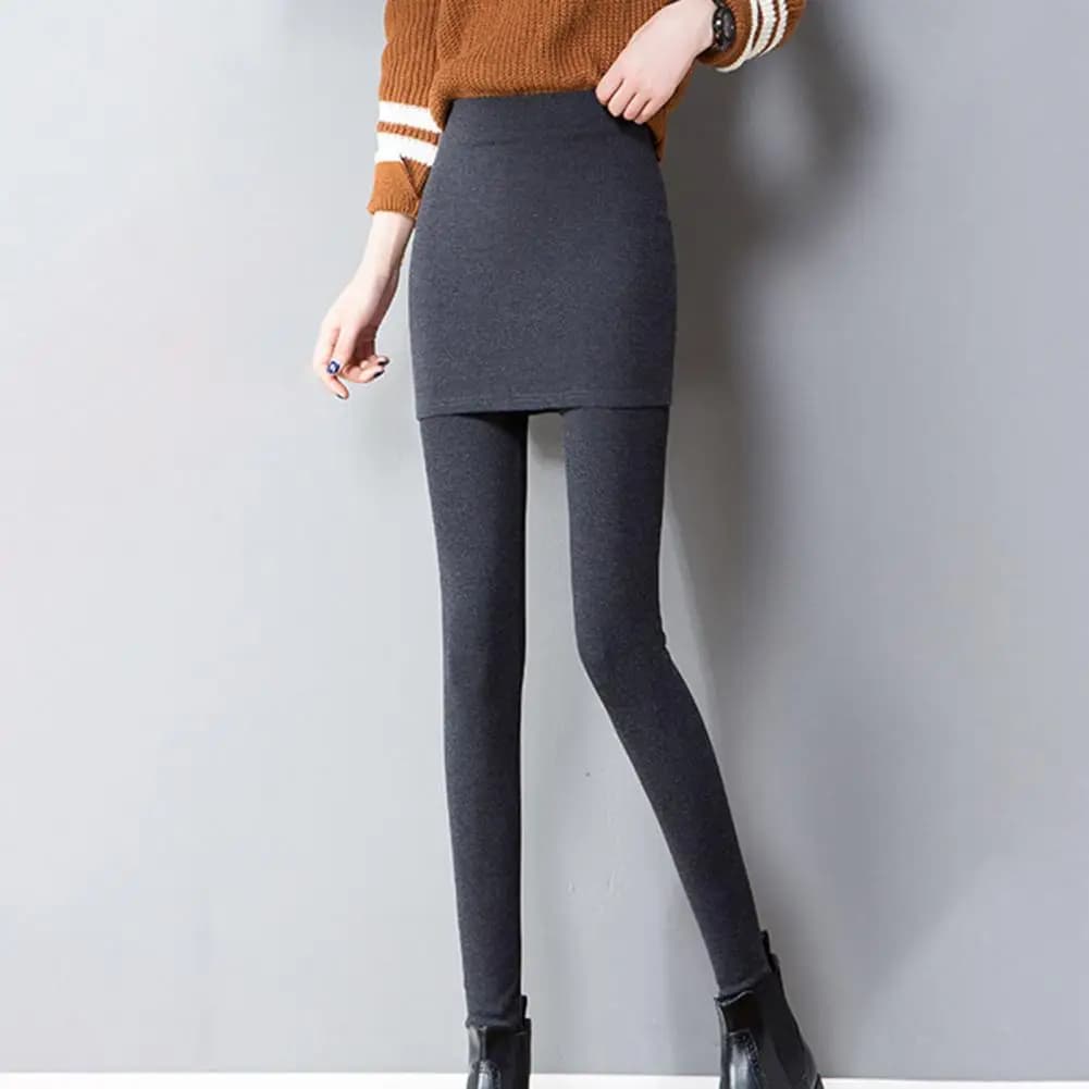 Pantaloni da Donna 2026 Elasticizzati Aderenti con Gonna, Leggings Primaverili a Vita Alta con Gonna Incorporata, Effetto Due Pezzi, 80% Elastico