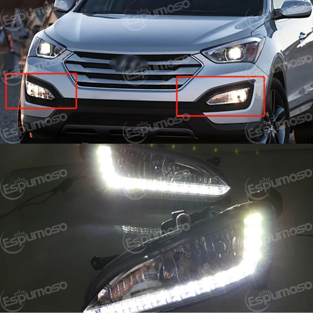Automobile LED Light DRL For Hyundai Santa Fe Maxcruz Fe IX45 2013 2014 2015 Accessories Auto Fendinebbia LED Lights Guide Day